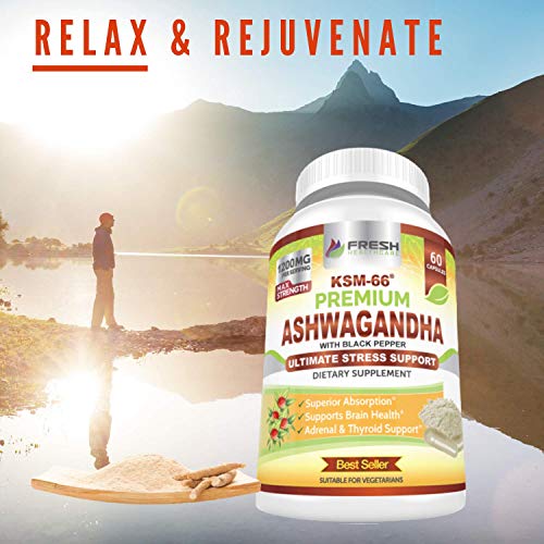 FRESH HEALTHCARE Ashwagandha Capsules KSM 66-1200mg Pure and Potent FRESH HEALTHCARE