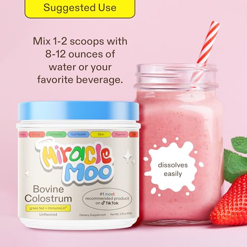 Colostrum Supplement for Gut Health, Hair Growth, Beauty and Immune Support Miracle Moo