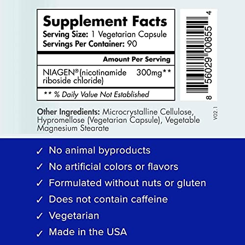TRU NIAGEN - Patented Nicotinamide Riboside NAD+ Supplement. NR Supports Cellular