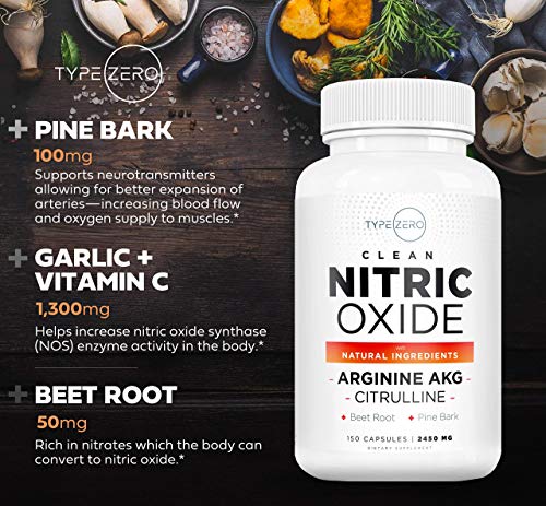 Type Zero Nitric Oxide 6X Booster, 150 Veggie Capsules - Natural Supplement - Beetroot Type Zero