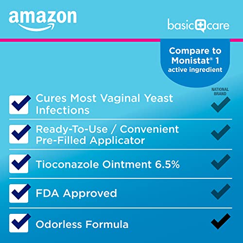 Amazon Basic Care Tioconazole Ointment 6.5 Percent, Vaginal Antifungal, 1-Dose Treatment Amazon Basic Care