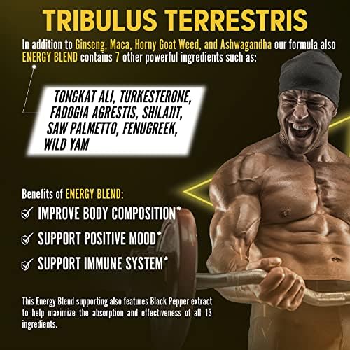 13in1 Tribulus Terrestris Capsules - 16000mg Per Serving with Maca, Horny Goat Weed