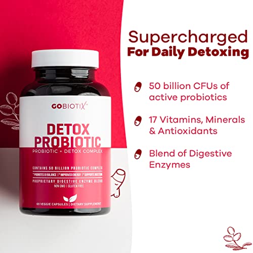 GOBIOTIX Detox Probiotic Supplement with Digestive Enzymes, Milk Thistle, Turmeric