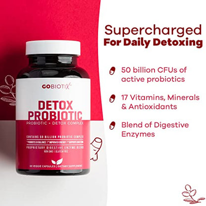 GOBIOTIX Detox Probiotic Supplement with Digestive Enzymes, Milk Thistle, Turmeric