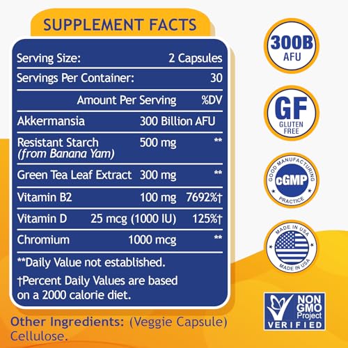 300 Billion AFU Akkermansia Muciniphila - Live Akkermansia Probiotics for Women & Men Lifeatlas