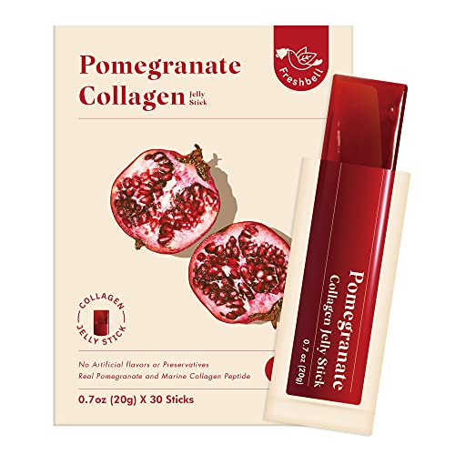 FRESHBELL Pomegranate Collagen Jelly Stick (20g x 30 sticks) Marine Collagen Peptide