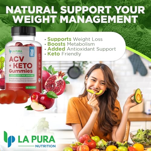LaPura ACV 1000 mg + Keto Gummies for Weight Loss, 60 Gummies - 1000 mg Apple Cider