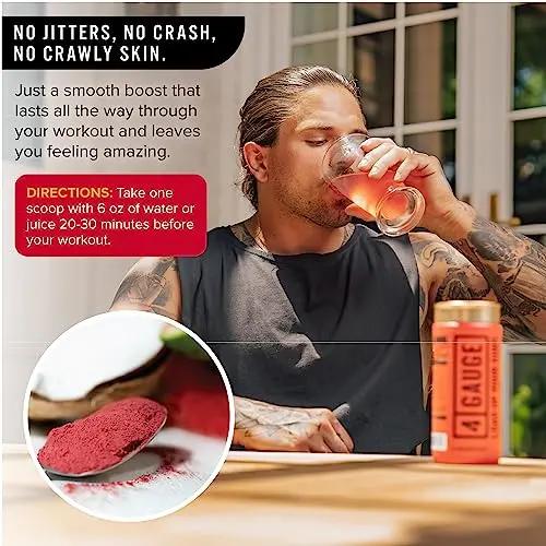 4 Gauge Natural Preworkout Without The Jitters | 30 Servings | Nitric Oxide Booster 4 Gauge