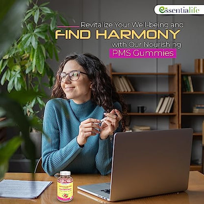 Happy Flow Strawberry-Flavor Chewable PMS Gummies | Hormone Balance Chasteberry