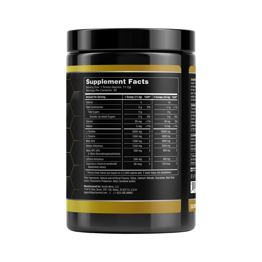 Gorilla Mode Base Pre Workout - Raises Nitric Oxide · Intense Focus & Drive · Endurance