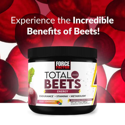 FORCE FACTOR Total Beets Beet Root Powder with Energy, NO3-T Nitrates to Support