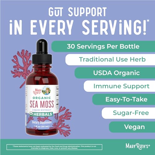 MaryRuth's Irish Sea Moss Liquid Drops | Sugar Free | SeaMoss for Gut Health and Immune MaryRuth Organics