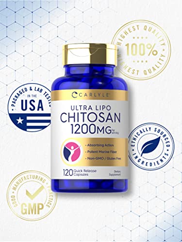 Carlyle Chitosan Supplement 1200mg | 120 Quick Release Capsules | Non-GMO