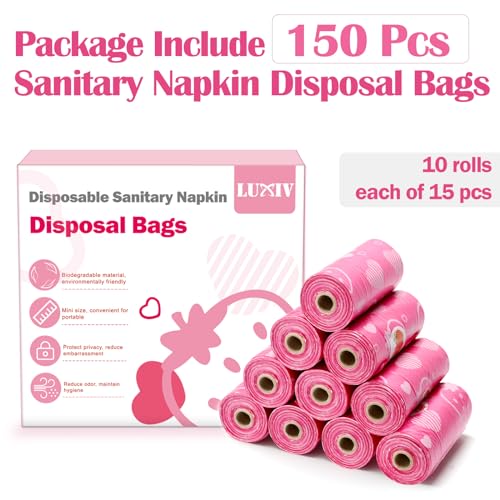 150Pcs Sanitary Napkin Disposal Bags, Luxiv Pink Disposable Sanitary Bag Personal Care Disposal Bags