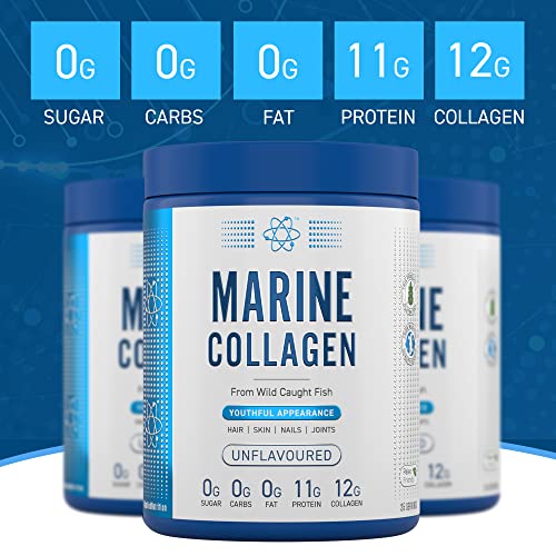 Applied Nutrition Marine Hydrolysed Collagen Powder from Wild Salmon - Protein for Health, Skin, Hair, Nails, Bones, Muscle & Joints Applied Nutrition