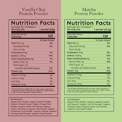 Truvani Organic Vegan Protein Powder Sample Pack - 20g of Plant Based Protein, Organic