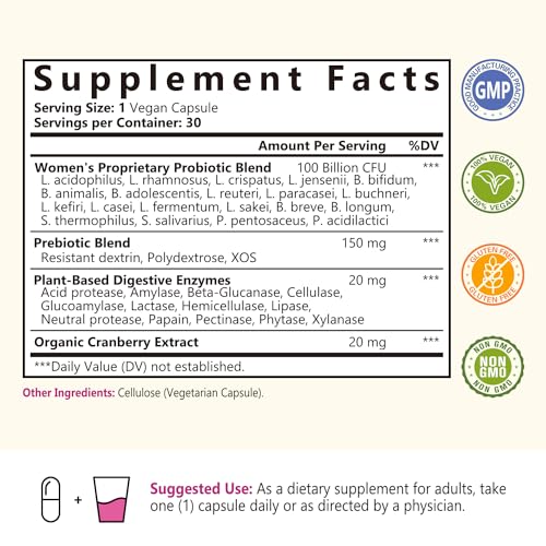 NatureMyst Women’s Probiotics 100 Billion, 20 Targeted Strains with Organic Cranberry NatureMyst