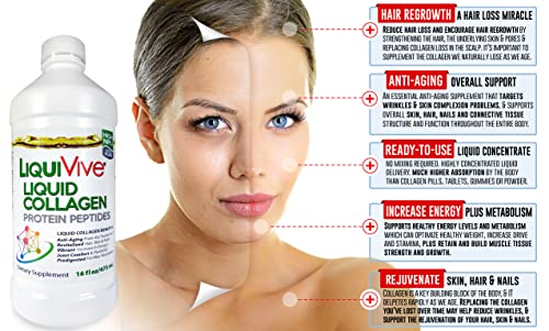 LiquiVive Liquid Collagen Protein Peptides Concentrate | Pure Hydrolyzed Super Multi Collagen
