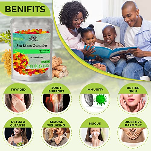 Sea Moss Gummies - Irish sea Moss raw Organic, Bladderwrack, Burdock Root BIO VITALICA
