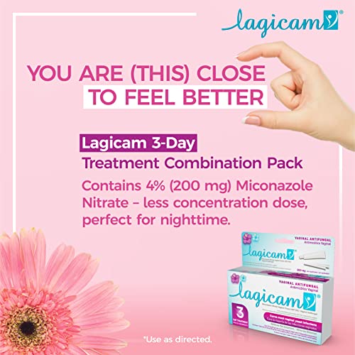 Lagicam Vaginal Yeast Infection, Antifungal 3 Day Miconazole Nitrate Treatment Cream