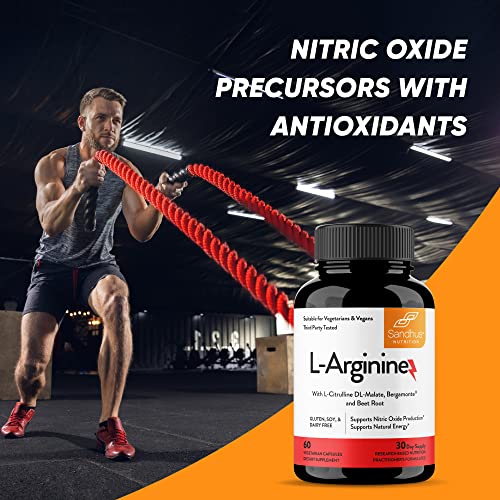 Sandhu's L-Arginine with Nitric Oxide Precursor | Made in The USA| 30 Days Supply Sandhu's