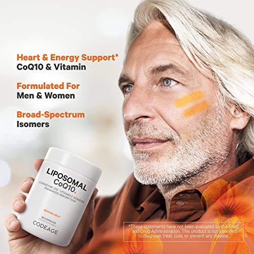 Codeage Liposomal CoQ10 Supplement - Vitamin E Isomers Tocopherols - 125mg Coenzy Codeage