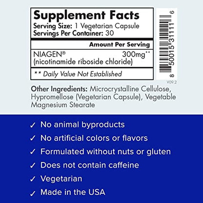 TRU NIAGEN - Patented Nicotinamide Riboside NAD+ Supplement. NR Supports