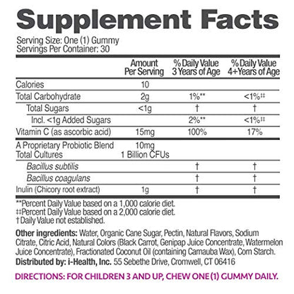 up4 Kids Probiotic Gummies, Digestive and Immune Support with Prebiotics and Vitamin C