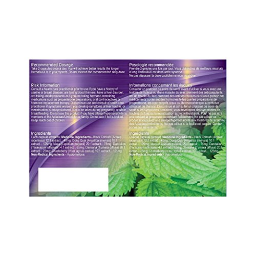 Herbamax Menopause Lubrication & Hot Flash Relief 100% Herbal Health Canada Licenced Herbamax