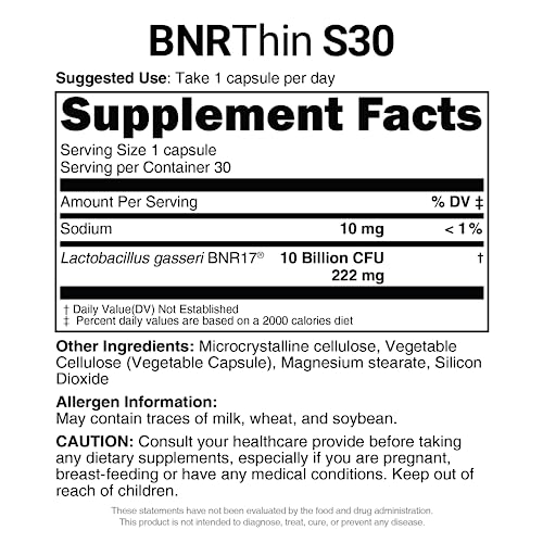 AceBiome BNRThin S30, Lactobacillus Gasseri BNR17, 10 Billion CFU Guaranteed