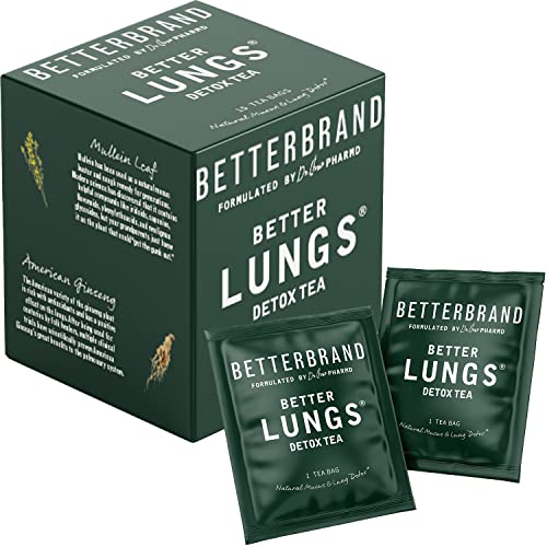Betterbrand BetterLungs Detox Tea - 15 Herbal Tea Bags - Mullein Leaf, Ginseng, Elderberry