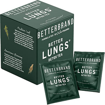 Betterbrand BetterLungs Detox Tea - 15 Herbal Tea Bags - Mullein Leaf, Ginseng, Elderberry