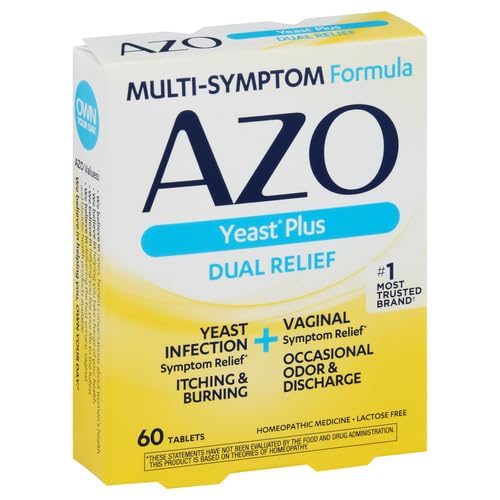 AZO Yeast Plus Dual Relief Tablets, Yeast Infection and Vaginal Symptom Relief, Relieves Itching & Burning AZO