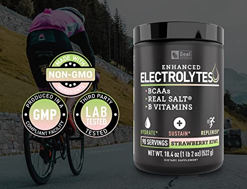 Enhanced Electrolyte Powder (Strawberry Kiwi | 90ct.) Sugar Free + BCAA, B-Vitamins