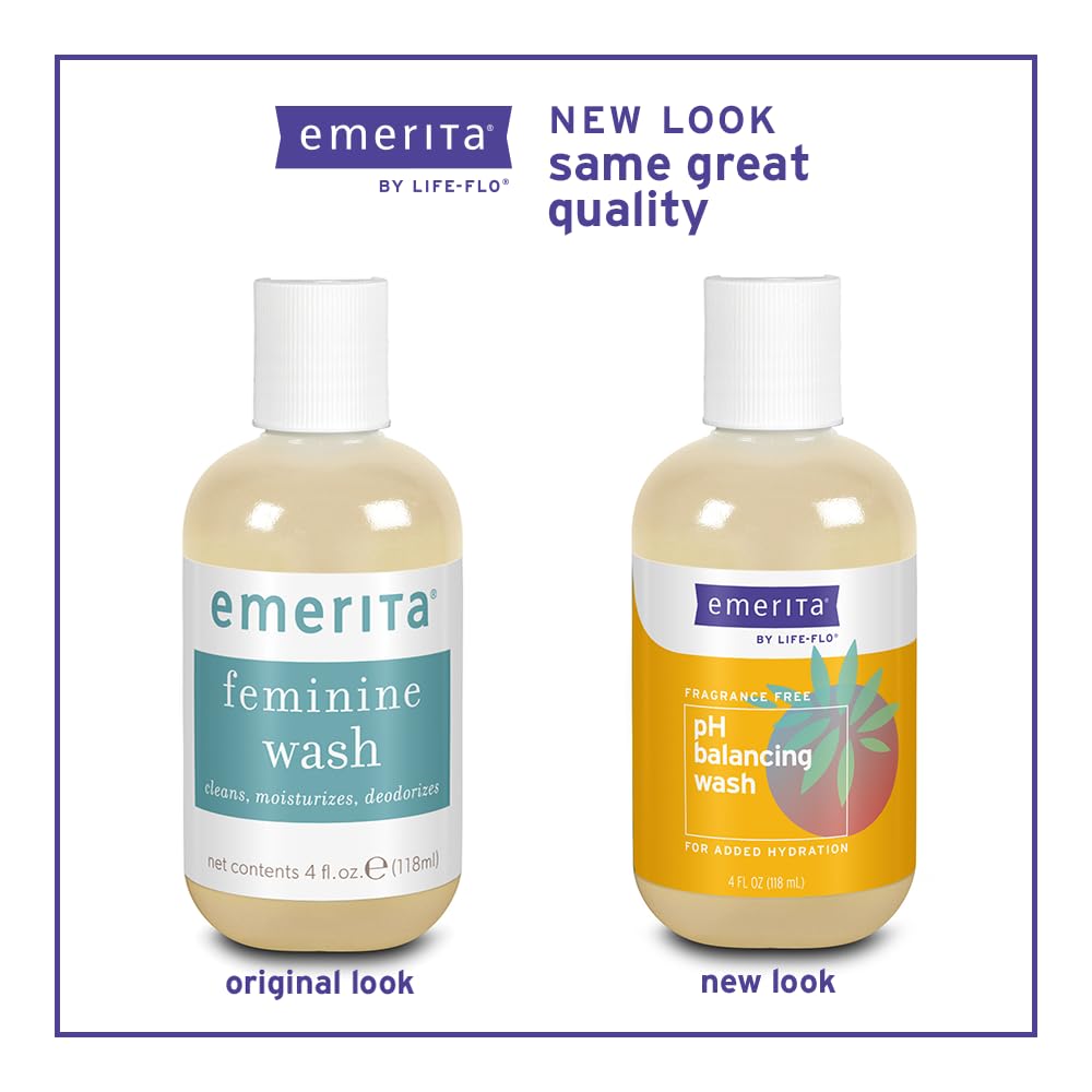 Emerita by Life-flo pH Balancing Feminine Wash, Hydrating Cleanser Soothes Delicate Areas Emerita