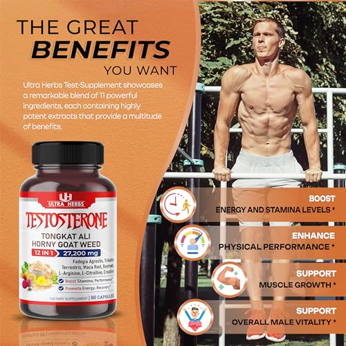 Ultra Testo 27,200mg 12 IN 1 complex with L-Arginine, Fadogia Agrestis, Tribulus Terrestris ULTRA HERBS