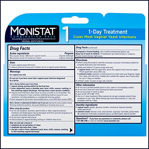 Monistat 1 Day Yeast Infection Treatment for Women, 1 Miconazole Ovule Insert & External Monistat Anti-Itch Monistat