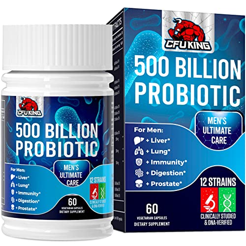 Probiotics for Men, 500 Billion CFU + 12 Strains Men's Probiotic with Turmeric Cranberry 