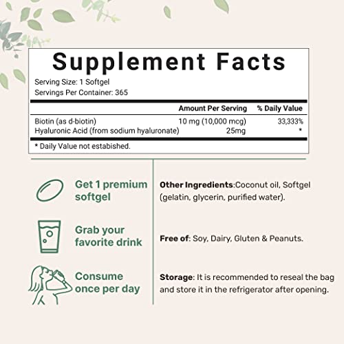 Micro Ingredients Biotin 10,000mcg w/Hyaluronic Acid 25mg | 365 Virgin Coconut Micro Ingredients