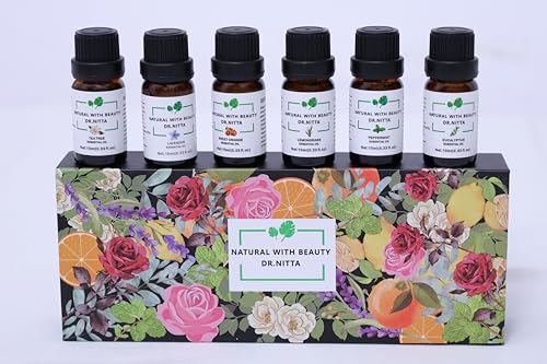 Essential Oils Set 100% Pure Natural DR.NITTA Top 6 Oils for Massage,Diffusers,Humidifier