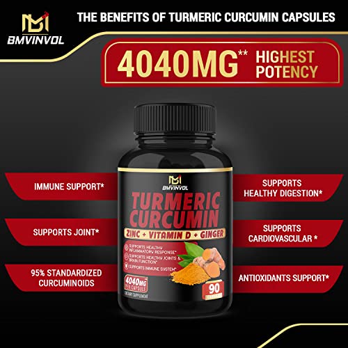BMVINVOL Turmeric Curcumin Supplement 4040 mg - 95% Curcuminoids with Ginger BMVINVOL