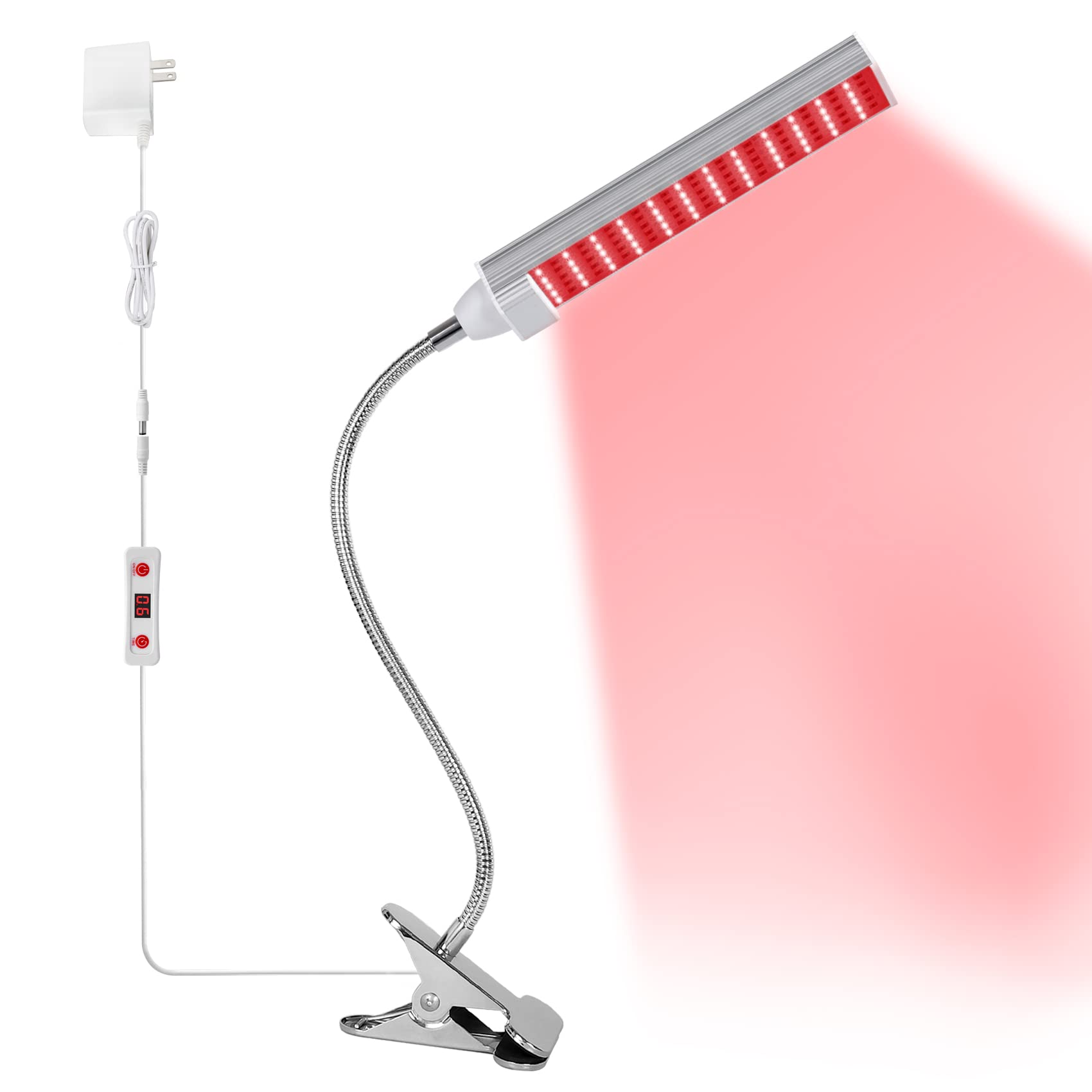 MAINENG Infrared & Red Light Therapy Lamp with Timer, 660nm & 850nm LED - M7685
