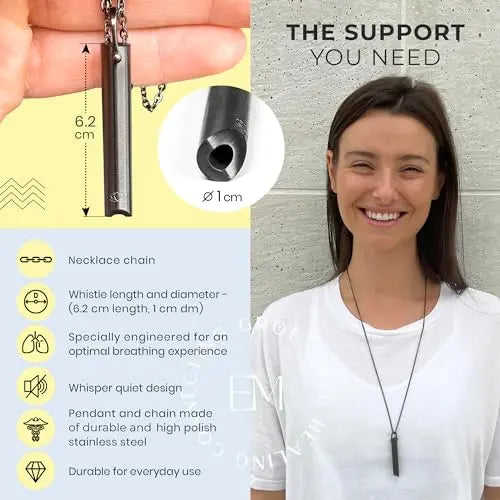 Mindful Breathing Necklace for Anxiety Stress Relief - Earth and Moon Stainless Steel Anxiety EARTH AND MOON