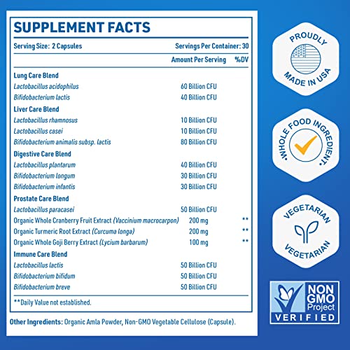 Probiotics for Men, 500 Billion CFU + 12 Strains Men's Probiotic with Turmeric Cranberry CFUKING