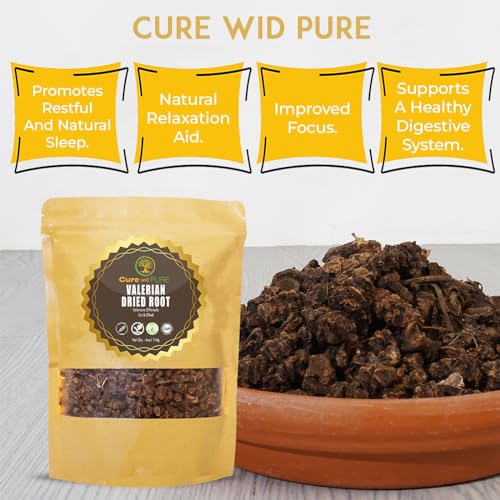 Cure wid Pure Organic Valerian Root Tea - Cut,Sifted & Non-Irradiated Valerian Tea Promotes