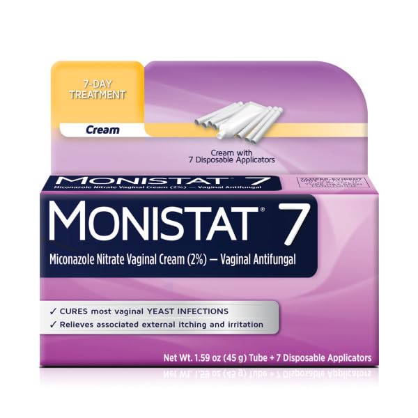 Monistat 7 Vaginal Cream with Tube Plus 7 Disposable Applicators, Anti-Fungal, For Most Vaginal Yeast Monistat