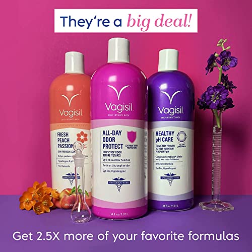 Vagisil Scentsitive Scents Fresh Peach Passion Daily Intimate Wash for Women, Gynecologist Tested Vagisil