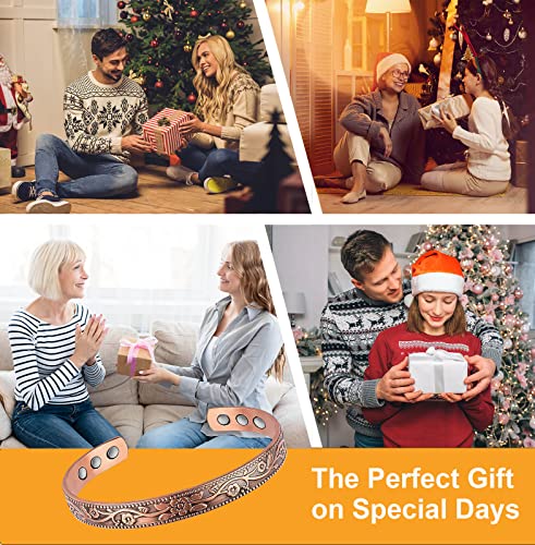 UtenoTureH Magnetic Copper Bracelet for Women for Arthritis, 6.5'' Adjustable Solid Copper Bracelet UtenoTureH