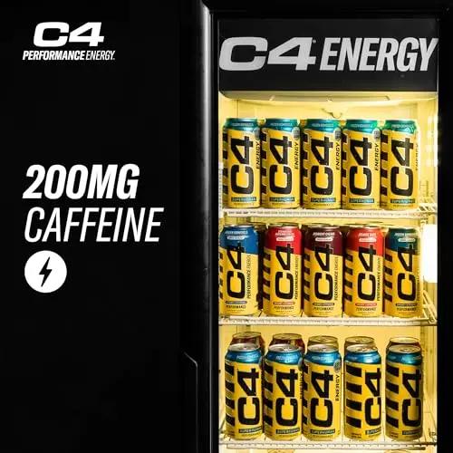 C4 Energy Carbonated Zero Sugar Energy Drink, Pre Workout Drink + Beta Alanine, Midnight Cherry, 16 Fl Oz (Pack of 24)