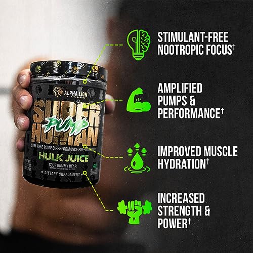 ALPHA LION Superhuman Pump Pre Workout Powder, Nootropic Caffeine & Stim Free ALPHA LION